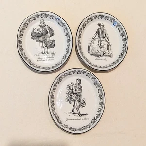 Vintage Mottahedeh Creil 5" x 8" Ovale Wandteller Hergestellt in Italien - 3er Set - Bild 1 von 6