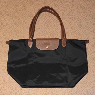 LONGCHAMP Le Pliage Original Large Tote Black Nylon Travel Shoulder Bag NEW - Image 1 of 4