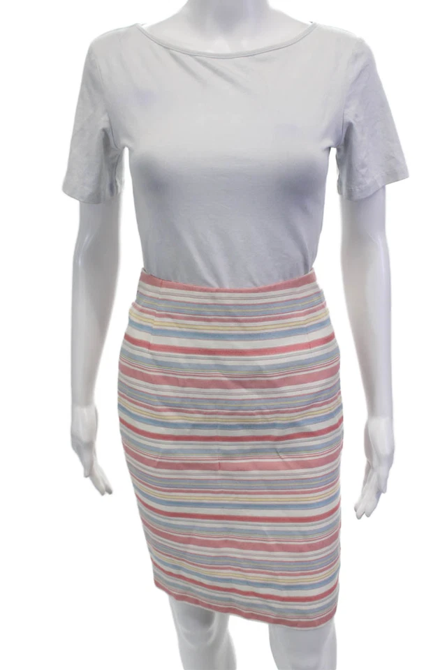 Falda lápiz O Oscar De La Renta para mujer a rayas bloques de color espalda con cremallera talla 4 Foto 1 de 4