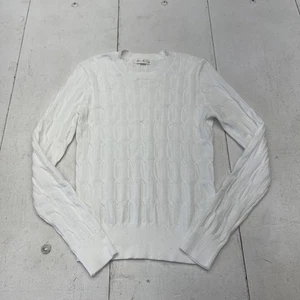 Active USA Sweater Womens Small White Cable Knit Crewneck Pullover Soft Top - Picture 1 of 6