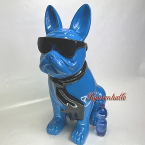 Französische Bulldogge Sonnenbrille Deko Figur Statue Skulptur Hund Pop Art blau - Bild 1 von 3