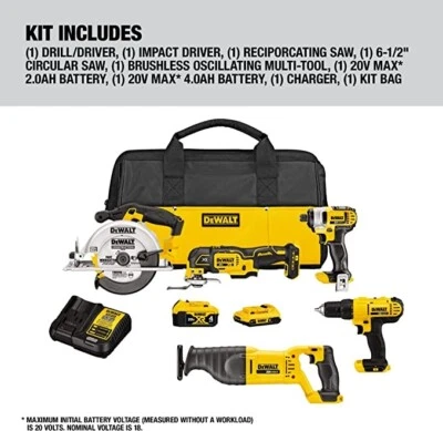 DEWALT DCK551D1M1 20V Cordless 5 Tool Combo Kit - Image 1 of 4
