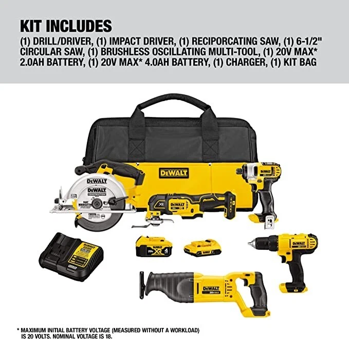 DEWALT DCK551D1M1 20V Cordless 5 Tool Combo Kit - Image 1 of 4