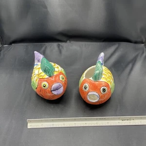 Pescada Ceramic Fish Creamer & Sugar Bowl AS IS CRACKED SUGAR BOWL - Picture 1 of 8