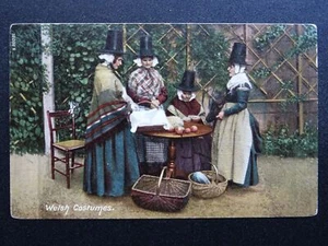 Cymru A GROUP OF WELSH WOMEN IN NATIONAL COSTUME PREPARE VEGETABLES Old Postcard - Picture 1 of 2