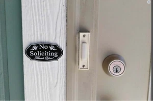 Elegant no soliciting sign for doorbell easy mount adhesive strip included