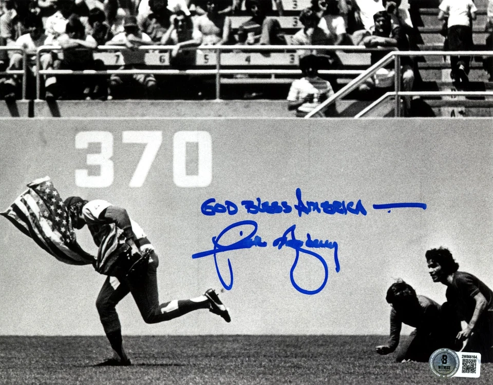 Rick Monday Signed Auto Cubs 8x10 Flag Photo w God Bless America Beckett BAS COA - Image 1 of 1