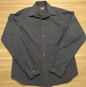 Untuckit Mens Sz Small Slim Fit Long Sleeve Button Front Shirt Solid Navy Blue - Foto 1 di 7