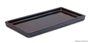 KERAZO flacher Keramik Untersetzer 36x18cm Unterschale für Balkonkasten, braun - Picture 1 of 3