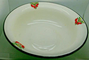 Emaille Schüssel mit Blumen, gemarkt - Bild 1 von 4