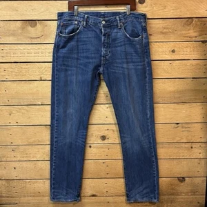 Levis 501 Button Fly Blue Jeans Straight Leg Denim Size 38 Traditional Classic - Picture 1 of 12