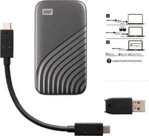 WD My Passport SSD 2TB USB-C 3.2 Gen 2 External Portable Drive – Gray – 1050MB/s - Afbeelding 1 van 8
