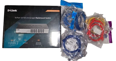 New Bundled D-Link DSS16+ Network switch w/ 16 Ethernet Cables - Pick Length - Image 1 of 4