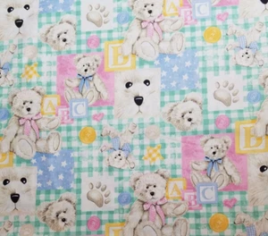 VTG BOYDS BEARS Fabric 100% cotton Spectrix baby nursery ABC blocks NEW BTY - Picture 1 of 5