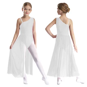 Kids Girls Latin Dance Costume High-Low Skirts Modern Contemporary Lyrical Dress - Picture 1 of 53