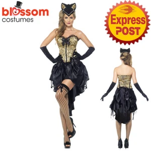 CA1982 Ladies Burlesque Kitty Cat Costume Animal Halloween Party Fancy Dress Up - Picture 1 of 4