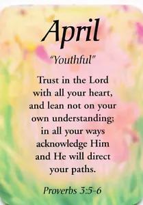 April "Youthful" Keepsake Name Meaning Card with Verse - Picture 1 of 2