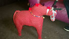 HANDMADE ? FOOTSTOOL ? RED MATERIAL SHAPED AS A YAK / HORSE / ANIMAL ? VINTAGE ?