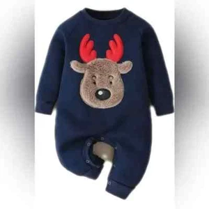 New Born Blue Baby Reindeer Jumpsuit Romper Baby Suit - Picture 1 of 2