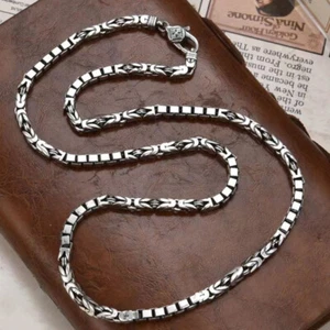 Massive S925 Sterlingsilber Kette 4 mm Box byzantinische Gliederkette 43-44 g 23,6 Zoll - Bild 1 von 6