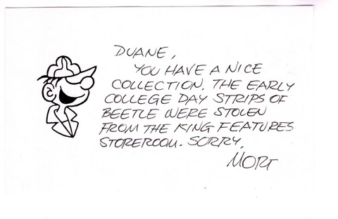 MORT WALKER HAND SIGNED 3x5 PERSONAL NOTECARD+COA      BEETLE BAILEY CARTOONIST Cover