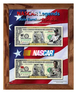NASCAR Legends Dale Earnhardt Sr. & Jr. colorierte $1-Scheine in 8" x 10" Rahmen - Bild 1 von 6