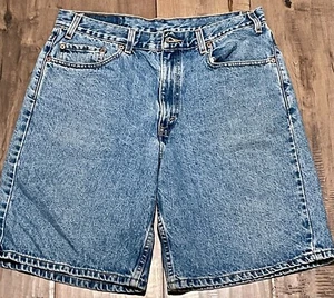 Levis 550 Jean Shorts Mens 36 Blue Wide Leg Relaxed Hip Hop Baggy Y2K (2001) - Picture 1 of 9