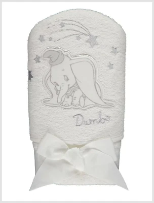 Disney Baby Dumbo Unisex White Hooded Bath Towel Character Design Essentials NEW - Image 1 of 3
