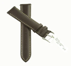 Uhren Armband Leder 20 mm dunkelbraun Dornschliesse silberfarben  - Picture 1 of 2