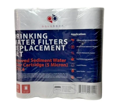 Grooved Sediment Water Filter (5 Micron)10" x 2.5" size by Aquaboon 4 Pack - Image 1 of 3