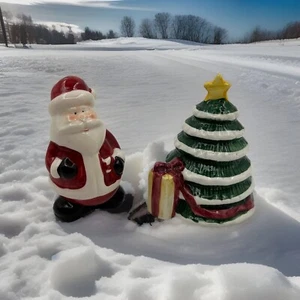 VINTAGE WEIHNACHTSMANN und WEIHNACHTSBAUM SALZ- UND PFEFFERSTREUER - Bild 1 von 14
