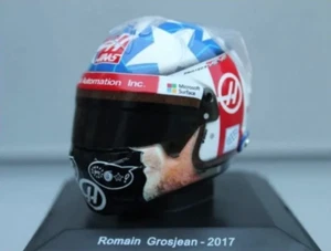 F1 Romain Grosjean Haas 2017 Rare Helmet Scale 1:5 Formula 1 + Magazine - Picture 1 of 1