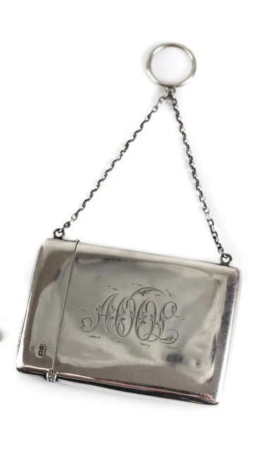 Estojo de cartão E J Trevitt & Sons prata esterlina Chatelaine Chester 1909 - Imagem 1 de 1