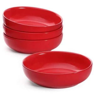 Lot of 4 Large Pasta Soup Bowls 45 OZ, Dishwasher&Microwave Safe - 8.5 Inch, Red - Picture 1 of 5