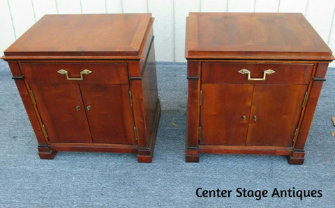 62692  Pair Century Furniture Mahogany Nightstand End Table Stands Cover