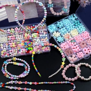 Girls Charm Bracelet Making Set Jewellery Making Kit Acrylic Bead DIY Kids Gift - Picture 1 of 5