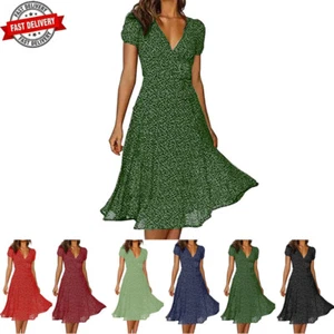 Elegant Damen Sexy V-Ausschnitt Partykleid Freizeitkleid Urlaubkleid Sommerkleid - Bild 1 von 18