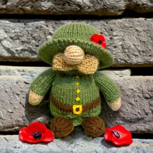 KNITTING PATTERN - Remembrance Soldier Gonk Gnome choc orange cover /13cm toy - Picture 1 of 1