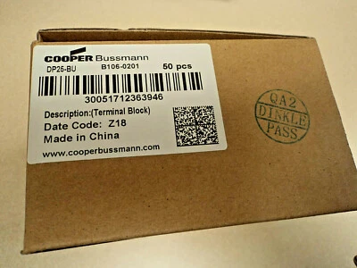 Bussmann Eaton DP25-BU Terminal Block BLUE 25A 600V - BOX OF 50 - Image 1 of 2