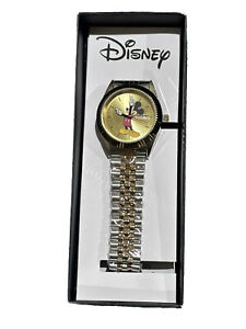Disney Mickey Mouse zweifarbige silberfarbene goldene Uhr
