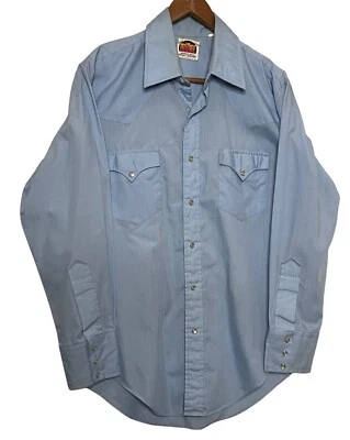 Camisa a Presión Miller Western Pearl Azul Claro Manga Larga Estilo Años 70 Para Hombre Grande De Colección Foto 1 de 4