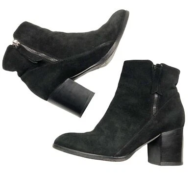 Botines Alberto Fermani Rea de gamuza negros para mujer talla 38 tacón bloque Foto 1 de 4