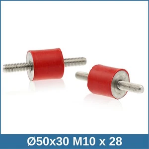 Typ A Ø50x30 M10x28 55°Shore (rot) Edelstahl A4 Silikon-Edelstahl-Puffer - Bild 1 von 2