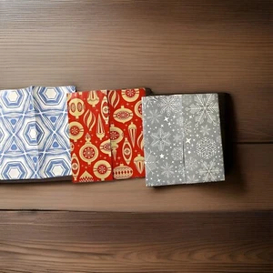 3- Unbranded Reversible Xmas & Abstract Wrapping Paper Sheets Multi Color 19x17 - Picture 1 of 17