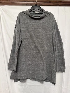 We The Free People Tunic Size Medium Gray Mock Neck Long Sleeve Split Hem - Picture 1 of 6