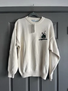 Vintage 90s Golf Sweater Mens Large Golfing Art Logo Cream Pullover Hipster IZOD - Picture 1 of 6