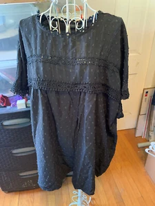 *NWT* ZANZEA COLLECTION Black Crochet Short Sleeve Blouse Top - Size 2X / 3X - Picture 1 of 7