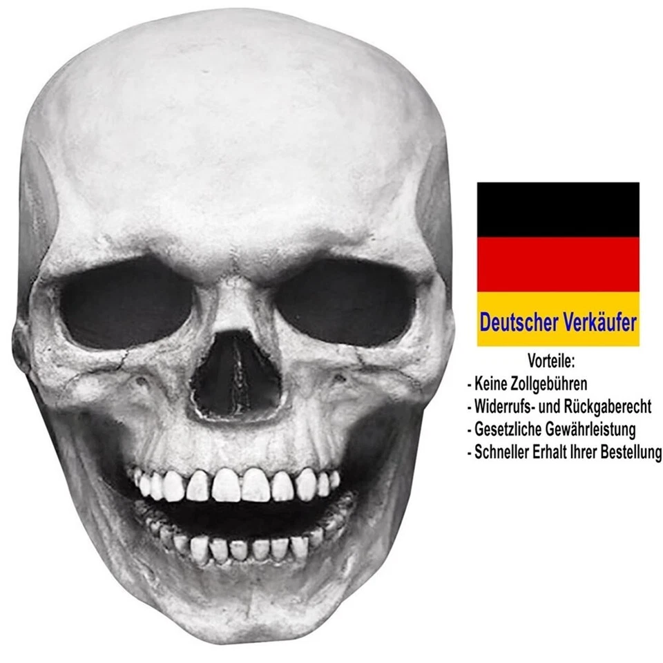 C24 - Totenkopf Maske beweglicher Kiefer Horror Maske Schädel Halloween Fasching - Bild 1 von 1