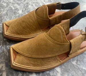 borsa uomo pelle fatta a mano peshawari chappal pelle qualità premium doppia suola - Foto 1 di 5