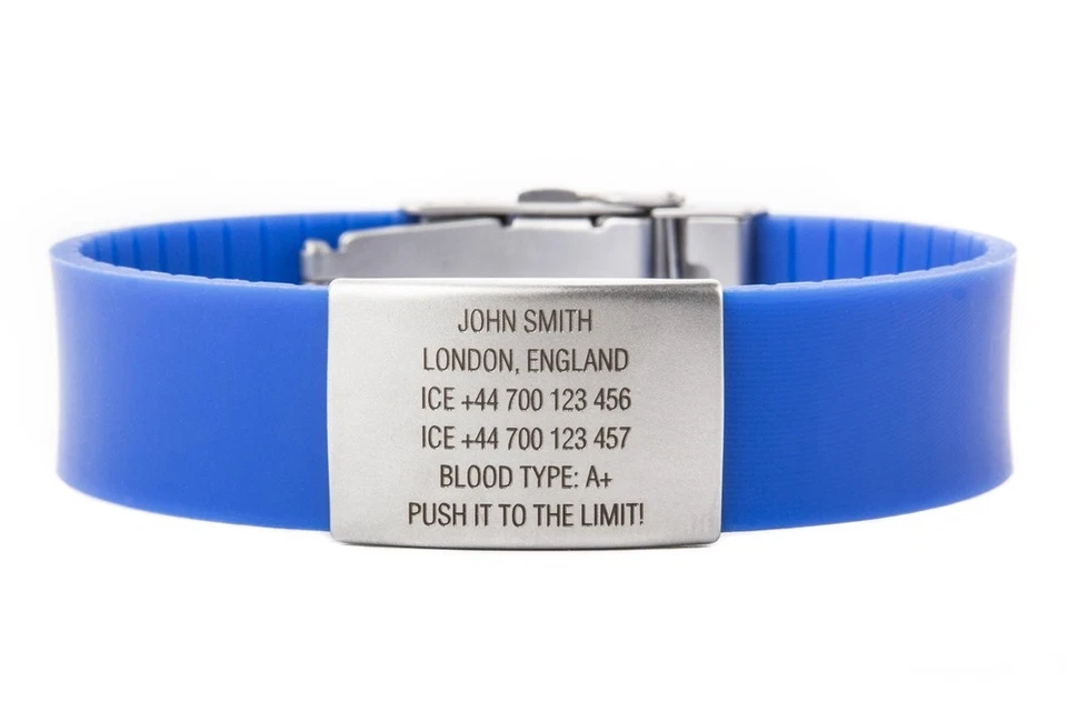 ID Armband mit Edelstahlplatte inkl. Gravur nach Wunsch! Alert ID für Diabetes - Bild 1 von 4